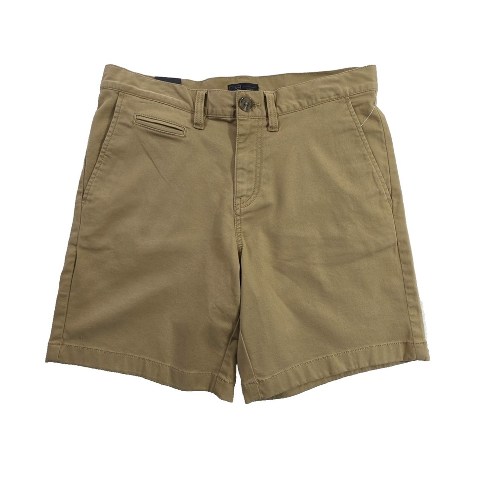 14th & Union Men's Chino Shorts 31 Tan Flat Front Classic 8" Inseam Cotton NWT